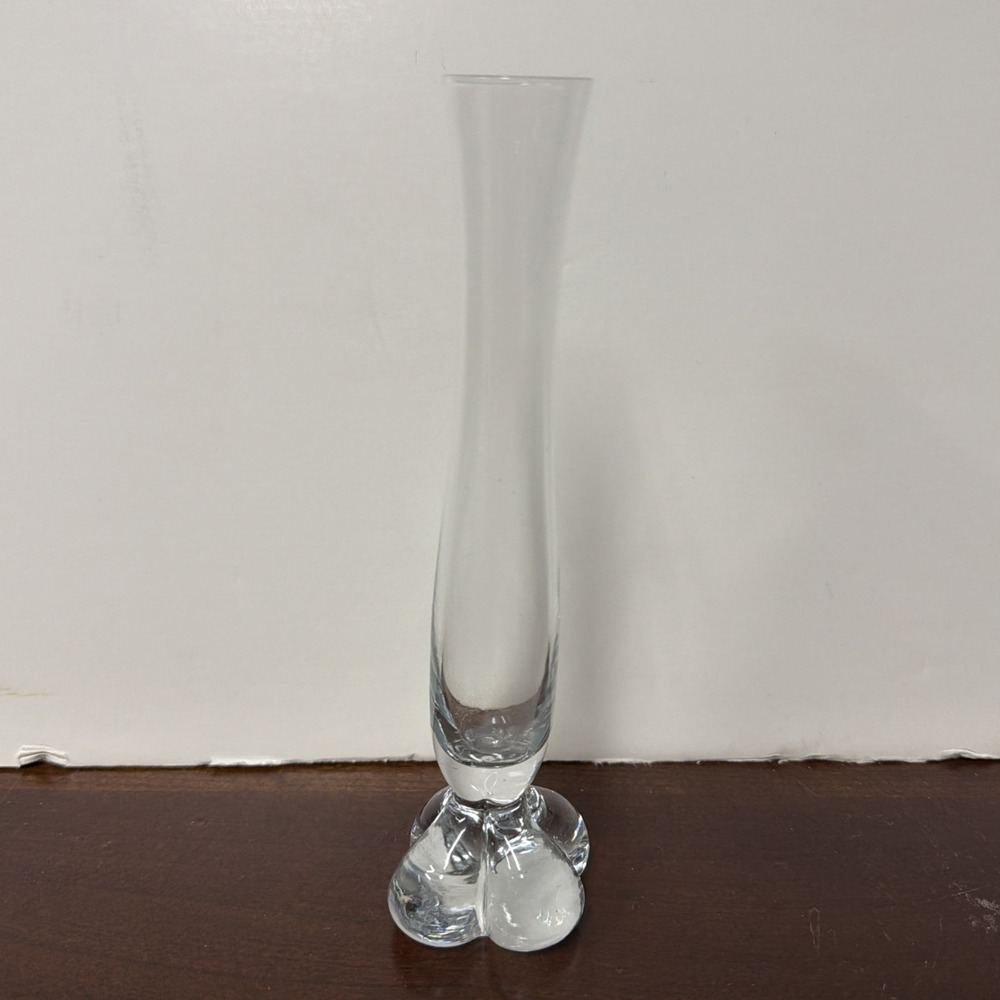 Dainty Clear‎ Art Glass Bud Vase with Ball Foot